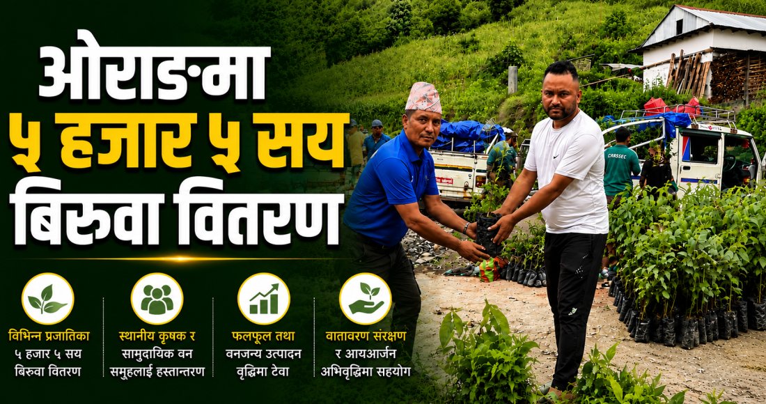 ओराङमा ५ हजार ५ सय बिरुवा वितरण