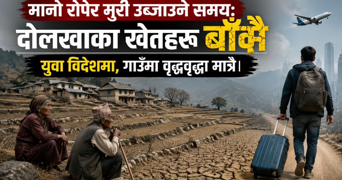 मानो रोपेर मुरी उब्जाउने समय: दोलखाका खेतहरु बाँझै, युवा विदेशमा, गाउँमा वृद्धवृद्धा मात्रै