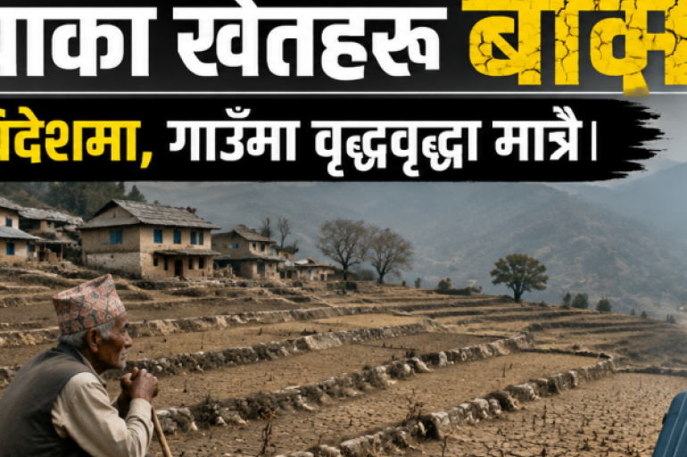 मानो रोपेर मुरी उब्जाउने समय: दोलखाका खेतहरु बाँझै, युवा विदेशमा, गाउँमा वृद्धवृद्धा मात्रै